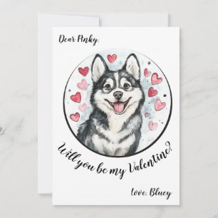 Aanpasbare Valentijnskaart Husky Feestdagenkaart