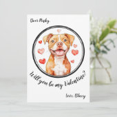 Aanpasbare Valentijnskaart Pittbull Feestdagenkaart (Staand voorkant)