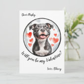 Aanpasbare Valentijnskaart Pittbull Feestdagenkaart (Staand voorkant)
