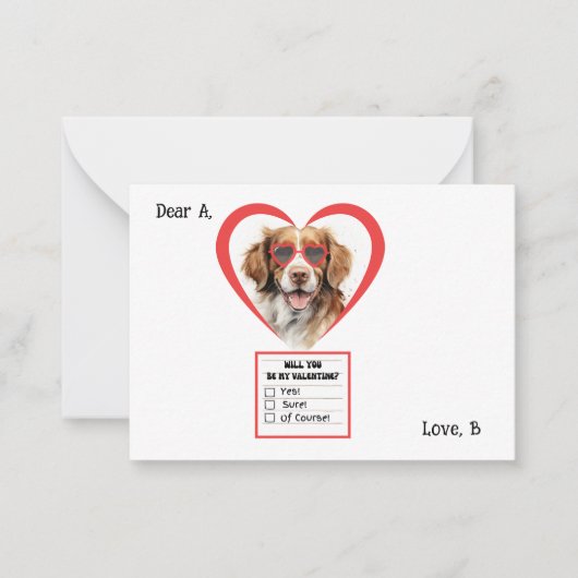 Aanpasbare valentijnskaart voor Brittany Spaniel h Notitiekaartje (Voorkant)
