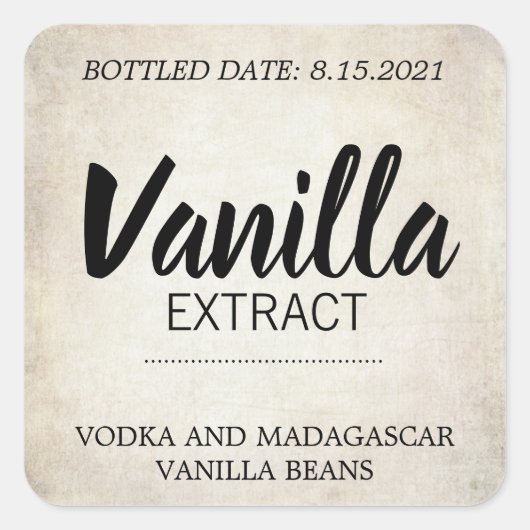 Aanpasbare Vanille-extract label BL_03sqbk (Voorkant)
