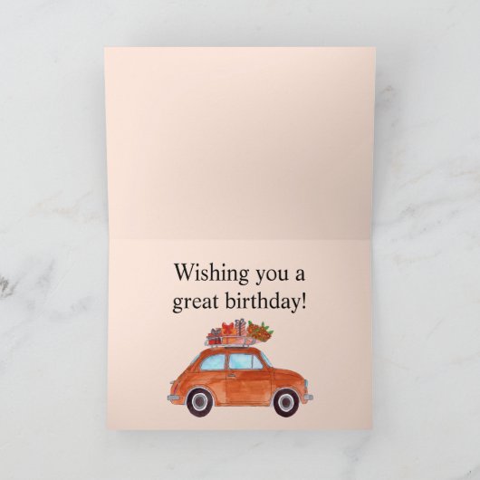 Aanpasbare Verjaardag Retro Fiat 500 Kaart (Binnen)