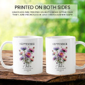 Aanpasbare verjaardagsasterbloem september koffiemok