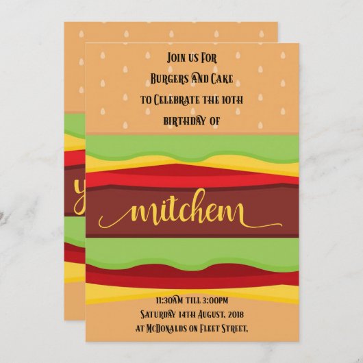 Aanpasbare verjaardagsfeest uitnodiging (Voorkant / Achterkant)