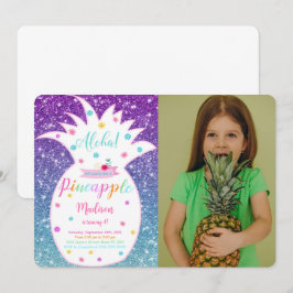 Aanpasbare verjaardagsfoto-uitnodiging met ananas kaart