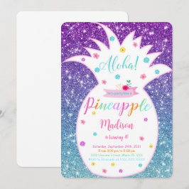 Aanpasbare verjaardagsuitnodiging met ananas kaart