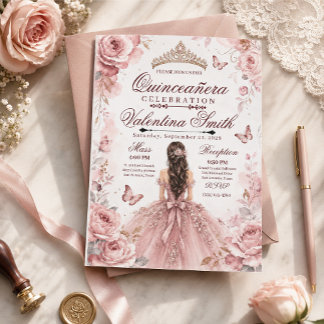 Aanpasbare verjaardagsuitnodiging Quinceañera Kaart