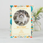 Aanpasbare verjaardagsuitnodiging voor huisdieren  kaart (Staand voorkant)