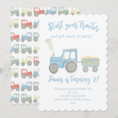 Aanpasbare verjaardagsuitnodiging voor tractor kaart (Voorkant / Achterkant)