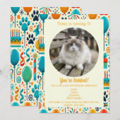 Aanpasbare verjaardagsuitnodigingskaart voor huisd kaart (Voorkant / Achterkant)