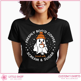 Aanpasbare Vers Gebrouwen Koffie Spook Halloween T-shirt