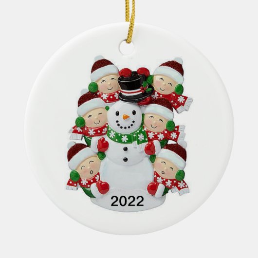 Aanpasbare versiering voor snowman van 6 personen keramisch ornament (Voorkant)