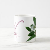 Aanpasbare Vicky naam monogram roze bloem chic Koffiemok (Center)