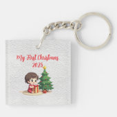 Aanpasbare Vierkante Acryl Baby Eerste Kerstmis Sleutelhanger (Achterkant)