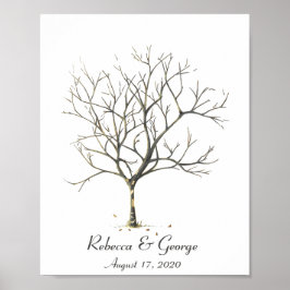 Aanpasbare Vingerafdruk Boom Poster voor Trouwfees