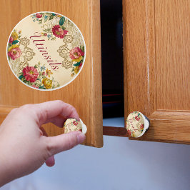 Aanpasbare Vintage Bloemen En Kant Keramische Knop
