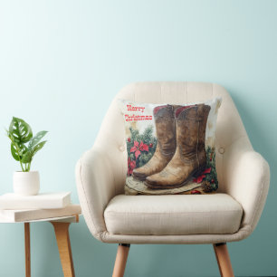 Aanpasbare Vintage Cowboy Kerst Kussen