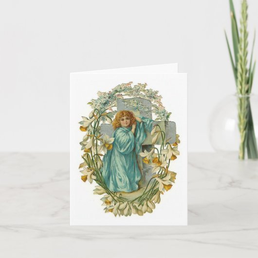 Aanpasbare Vintage Engel en Kruis Kaarten (Voorkant)