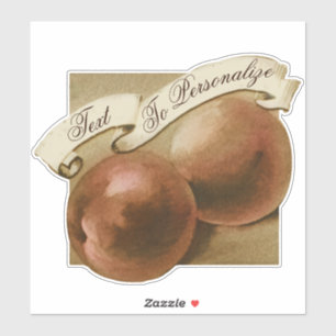 Aanpasbare vintage fruit kruidenierswinkel perzik sticker