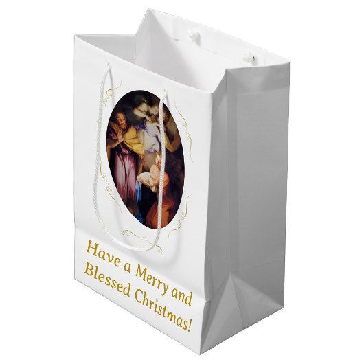 Aanpasbare Vintage Geboorte Kerstcadeautas Medium Cadeauzakje