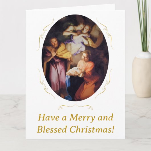 Aanpasbare Vintage Geboorte Kerstmis Kaart (Voorkant)
