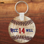 Aanpasbare Vintage Honkbal Sleutelhanger UW TEKST (Voorkant)