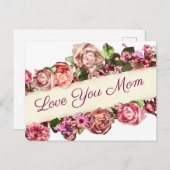 Aanpasbare vintage meisjesachtige bloemige liefde  briefkaart (Voorkant / Achterkant)