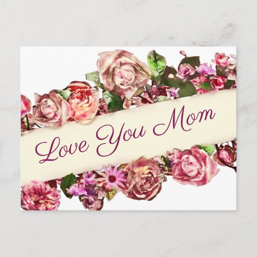 Aanpasbare vintage meisjesachtige bloemige liefde  briefkaart (Voorkant)