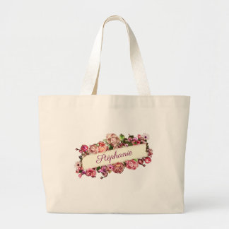 Aanpasbare Vintage Mooie Meisjesachtige Bloemige B Grote Tote Bag