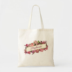 Aanpasbare Vintage Mooie Meisjesachtige Bloemige B Tote Bag