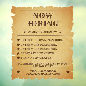 Aanpasbare Vintage Rustieke Algemene Nu Vacatures  Raamsticker (Vel 3)