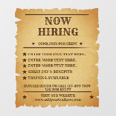 Aanpasbare Vintage Rustieke Algemene Nu Vacatures  Raamsticker (Vel)