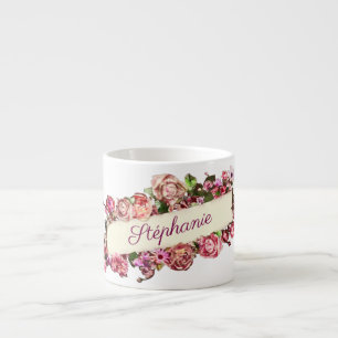 Aanpasbare Vintage Schattige Meisjesachtige Bloemi Espresso Kop