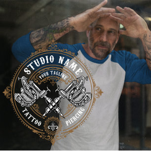 Aanpasbare Vintage Tattoo Shop Guns Machine Raamsticker