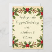 Aanpasbare vintage Victoriaanse botanische afbeeld Feestdagenkaart (Voorkant)