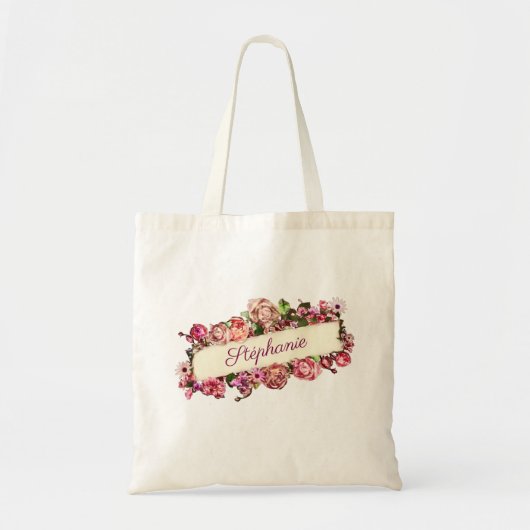 Aanpasbare Vintage Zoete Meisjesachtige Bloemige B Tote Bag (Voorkant)