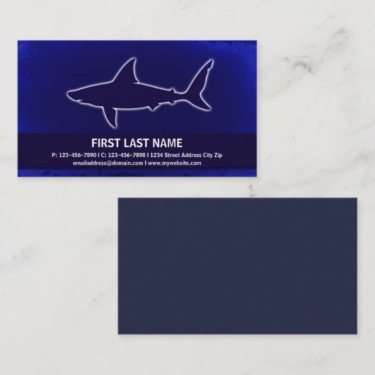 Aanpasbare visitekaartjes voor blauwe haaienkooi (Voorkant / Achterkant)