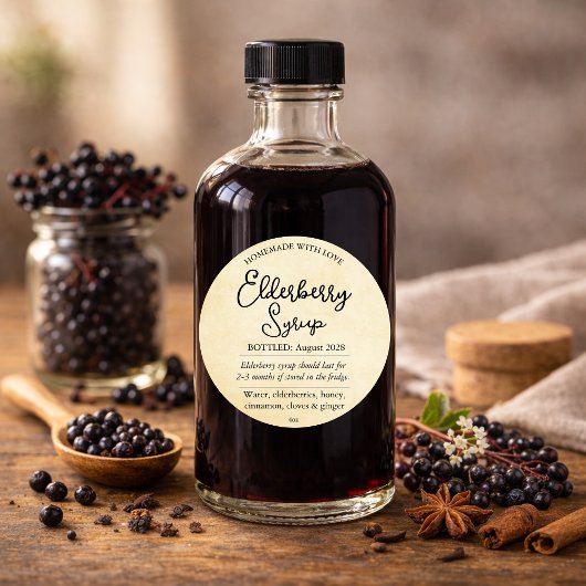 Aanpasbare Vlierbesstroop Label ZEB004rd