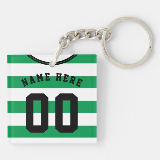 Aanpasbare Voetbalshirt Sleutelhanger, Groene Stre Sleutelhanger (Achterkant)