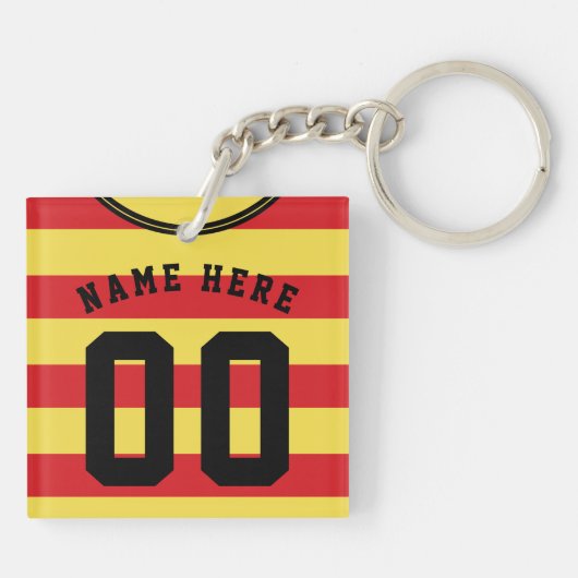 Aanpasbare voetbalshirt-sleutelhanger, rode strepe sleutelhanger (Achterkant)