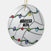 Aanpasbare Volleybal met Kerstverlichting  Keramisch Ornament (Links)