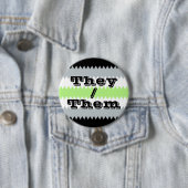 Aanpasbare Voornaamwoord ZigZag Agender Pride Vlag Ronde Button 7,6 Cm (In situ)