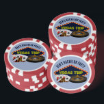 Aanpasbare vrijgezellenfeest Las Vegas reis Casino Poker Chips<br><div class="desc">Pas je eigen vrijgezellenfeest pokerfiches aan voor een reis naar Las Vegas. Een koel gepersonaliseerd spel kaarten met gokautomaat- en casinobenodigdheden zoals pokerfiches en een roulettewiel met 'Vegas Trip' in gele letters. Leuk souvenir voor gokkers als cadeau voor je getuigen en beste vriend.</div>