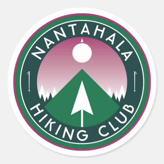 aanpasbare wandelaar mountainpatch classic r ronde sticker (Voorkant)