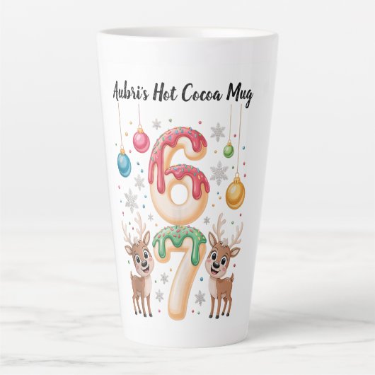 Aanpasbare warme cacaomok – Zoete feestdag meme Latte Mok (Voorkant)