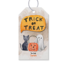 Aanpasbare watercolor cadeautag voor Halloween
