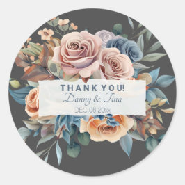 Aanpasbare waterverf bloemboeket ronde sticker