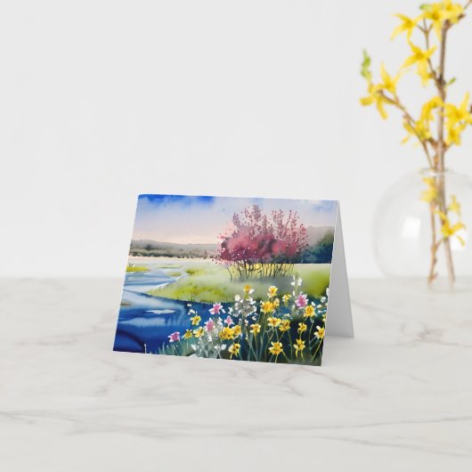 Aanpasbare waterverf bron bron kaart (Gele Bloem)