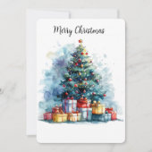 Aanpasbare waterverf kerstboom feestdagenkaart (Voorkant)