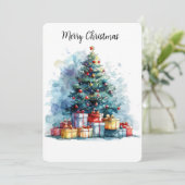 Aanpasbare waterverf kerstboom feestdagenkaart (Staand voorkant)